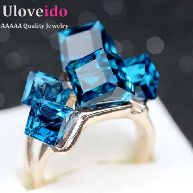 Uloveido Роуз Позолоченные Кольцо Партия 2016 Новый Геометрическая Имитация Алмазный