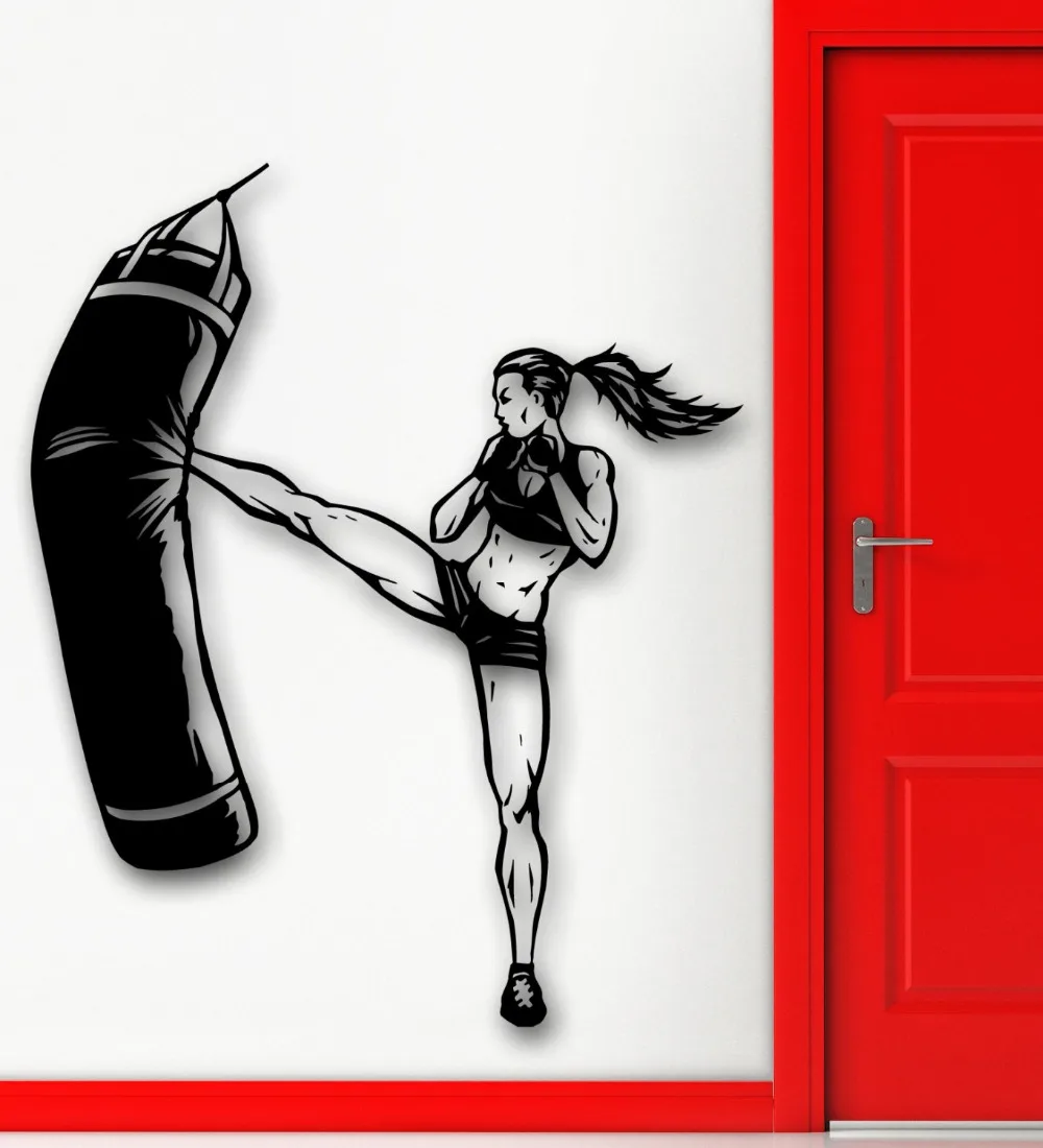 Домашнее украшение стены стикеры для женщин тренажерный зал кикбоксинга