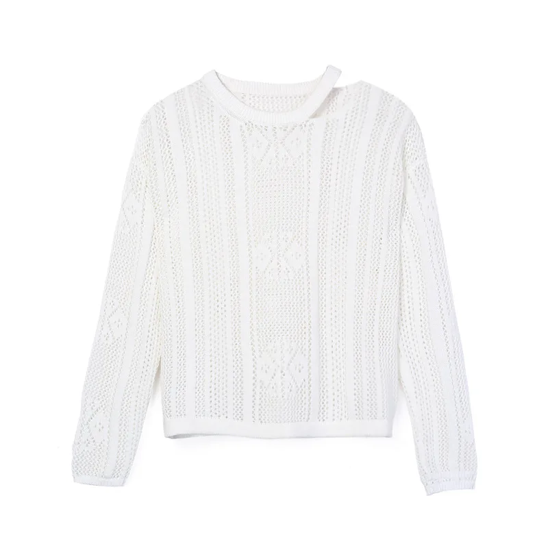 Womens Clothing Jumper Sweater Knitted Pullovers Hot 2018 Autumn Fashion Full Flare Sleeve O-Neck Hollow Out Loose Women Tops | Женская