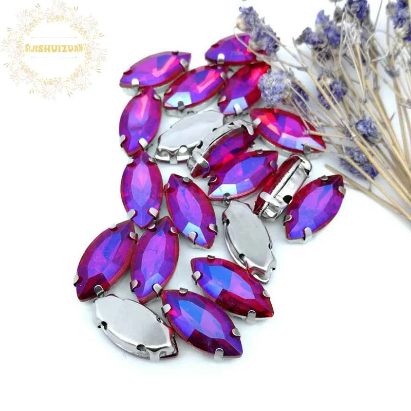 7*15mm Horse eye Dazzle color Crystal Glass Sewing Rhinestones with Claw DIY Shose and Wedding Dresses Complete | Дом и сад