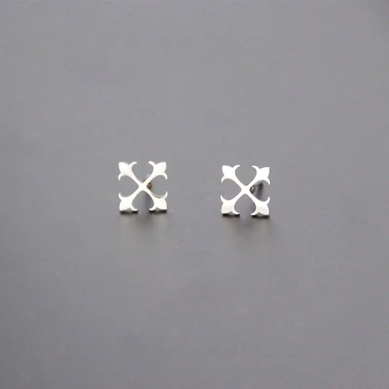 Wholesale Bulk 10pairs/lot Cross Flower Stainless Steel Earrings Studs Fashion Minimalistic Earring Jewelry For Women Girls | Украшения и