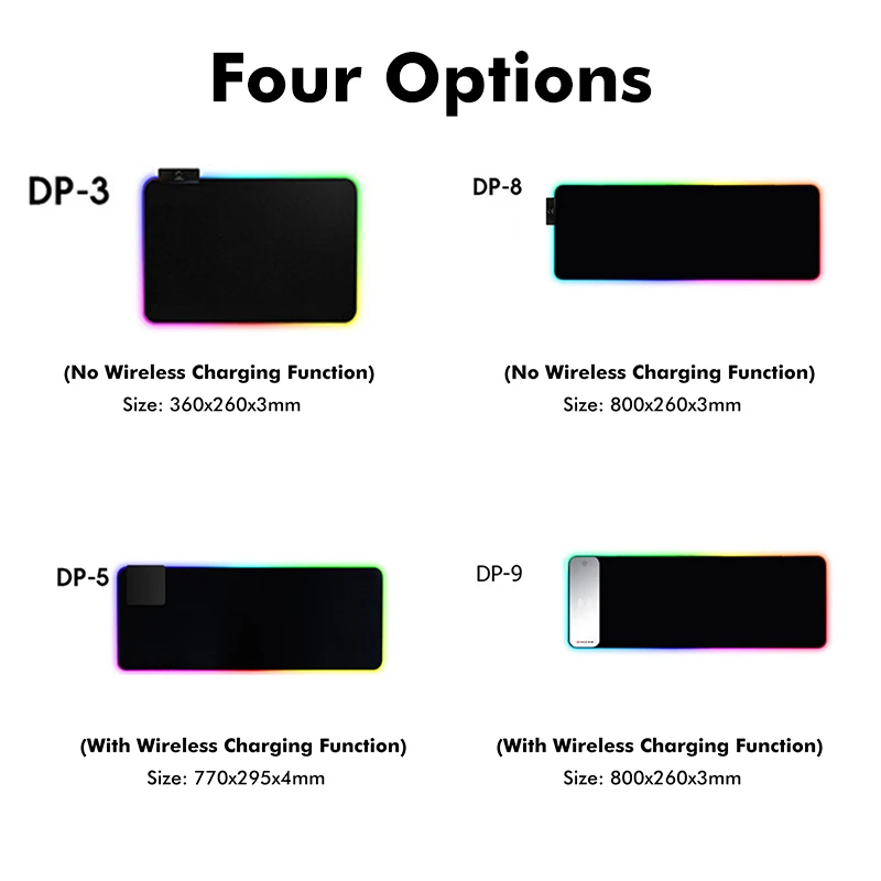 Светодиодный коврик для мыши RGB USB Проводное освещение Беспроводная зарядка
