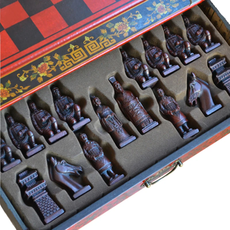 Китайские ретро шахматы терракотовые воины винтажная резьба из смолы Chessman