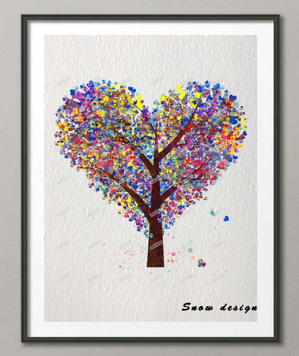 Картина на холсте в виде сердца и дерева рикиви поп-постер стену печатные картины