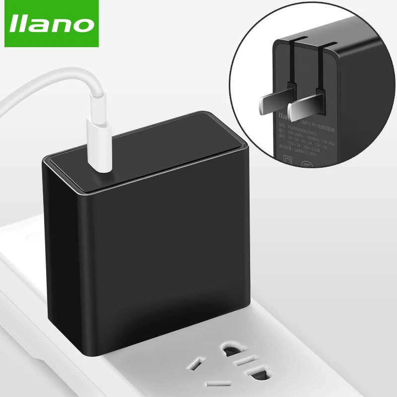 Llanousb-C зарядное устройство 45 Вт адаптер питания Тип-C USB порт PD 2 0 Быстрая зарядка QC