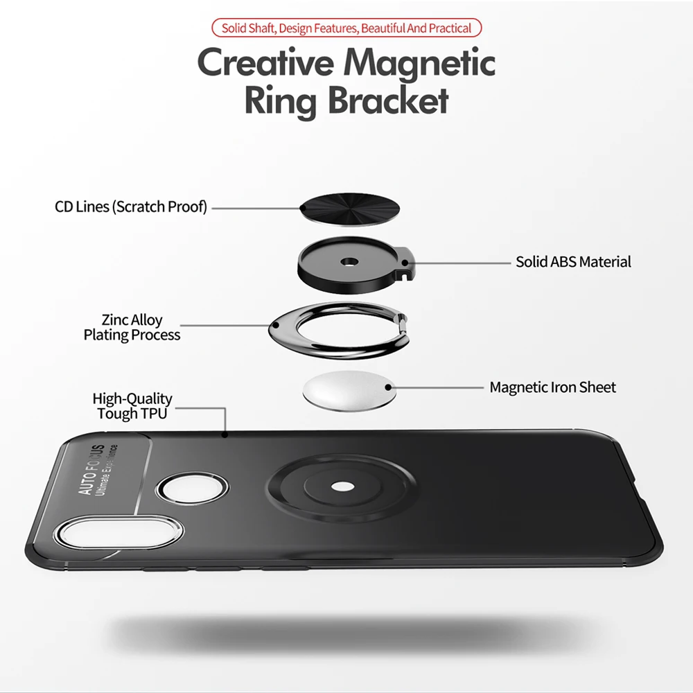 Чехол для Xiaomi Mi 8 SE A1 A2 Lite Note 3 Max 2 Mix 2s F1 с металлическим кольцом Redmi 4A 6A 4 4X 5 6 Pro