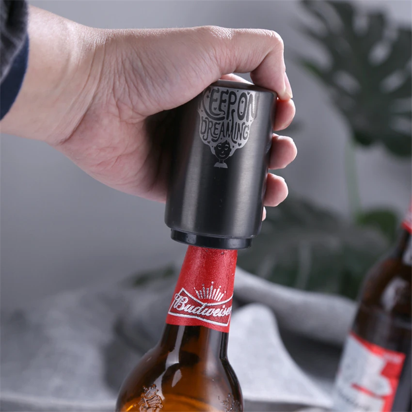 

Stainless Steel Beer Bottle Opener Automatic Kitchen Accessories Beer Soda Cap Red Wine Bottle Opener Bar Supplies Kitchen Tool