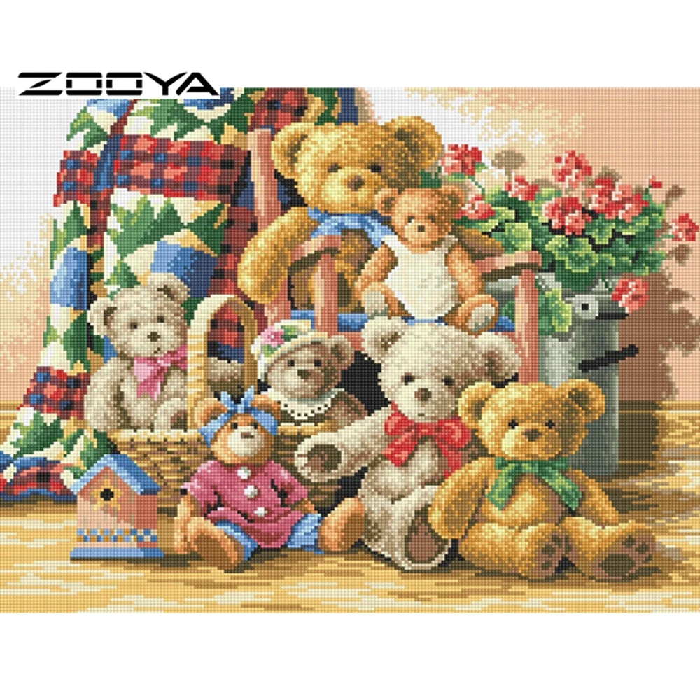 ZOOYA DIY Алмазная вышивка Мишка Тедди крестиком Стразы приклеенная картина