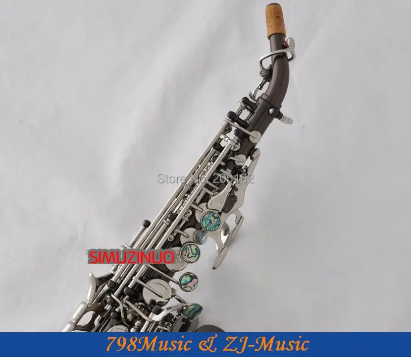 Черный никелевый изогнутый саксофон сопрано Bb sax Abalone Key High F # с чехлом|curved soprano|curved
