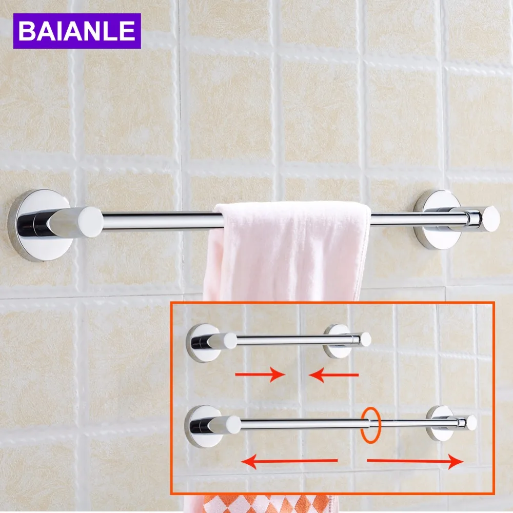 

BAIANLE Bathroom Telescopic Towel Bar Stainless Steel Bath Wall Shelf Rack Hanging Towel Hanger Contemporary Style