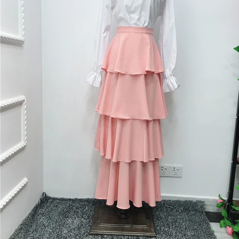 Женские юбки с оборками Faldas Mujer Moda лето 2019 абайя Дубай Турецкая мусульманская