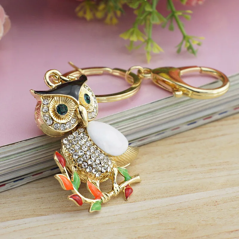 DORMON Delicate эмаль сова кристалл металлический брелок для автомобильных ключей