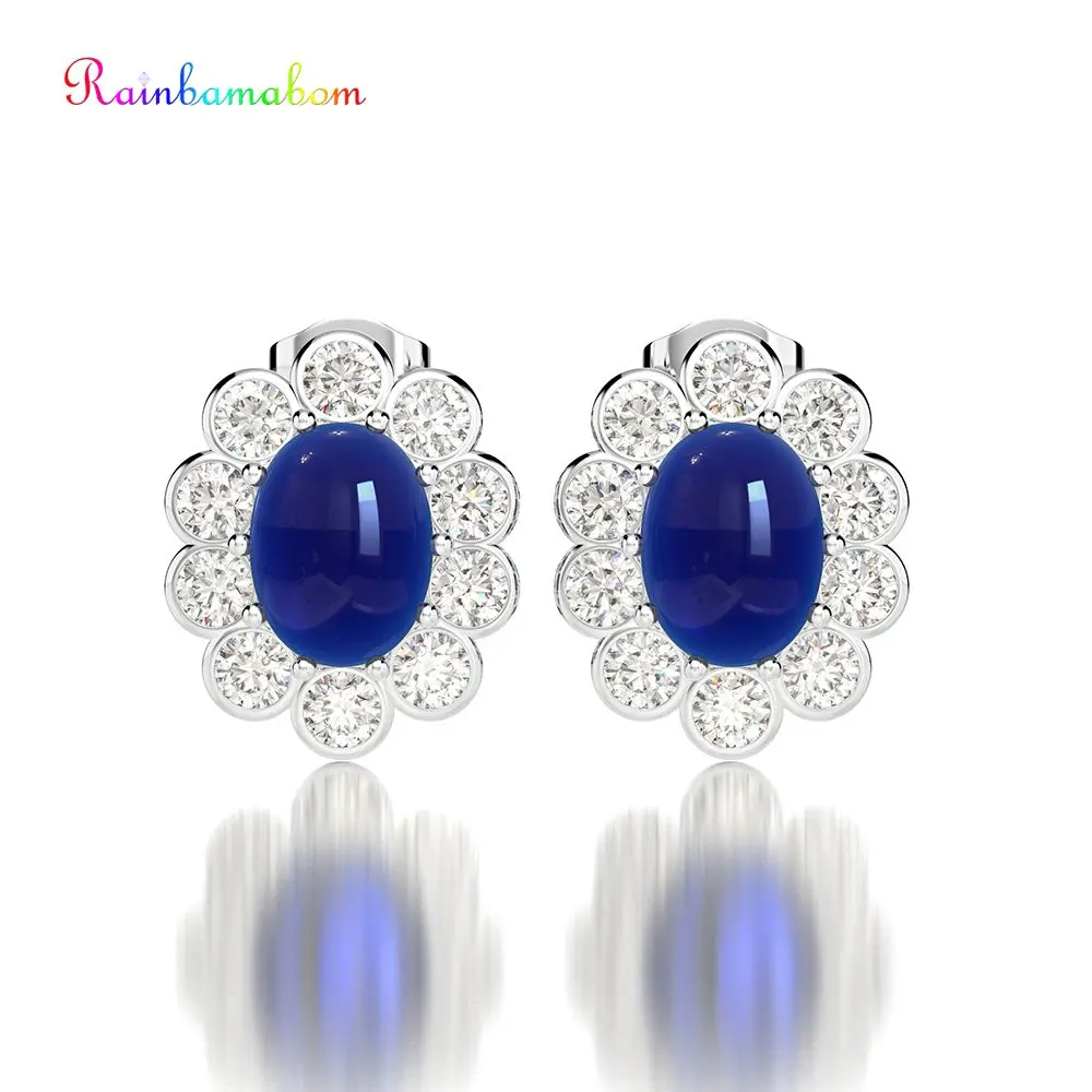 Винтажные серьги-гвоздики с драгоценным камнем 925 драгоценными камнями |