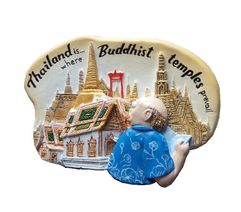 

Bangkok Thailand Wat Pho Hand-Painted Aromatherapy 3D Fridge Magnets World Travel Souvenirs Refrigerator Magnetic Sticker