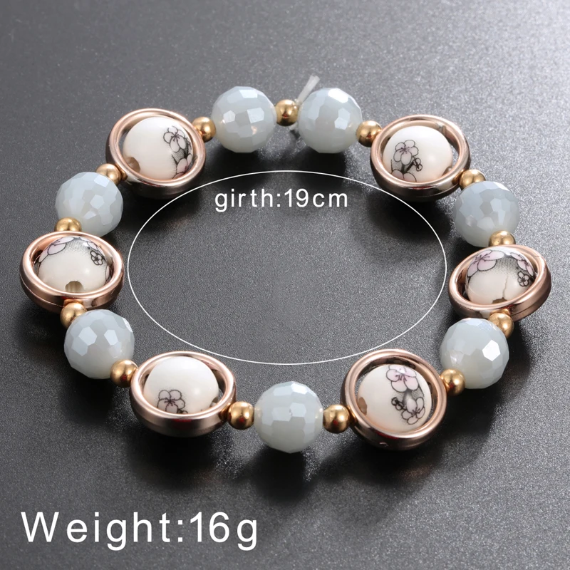 Женский винтажный браслет с керамическими бусинами|Плетеные браслеты| |