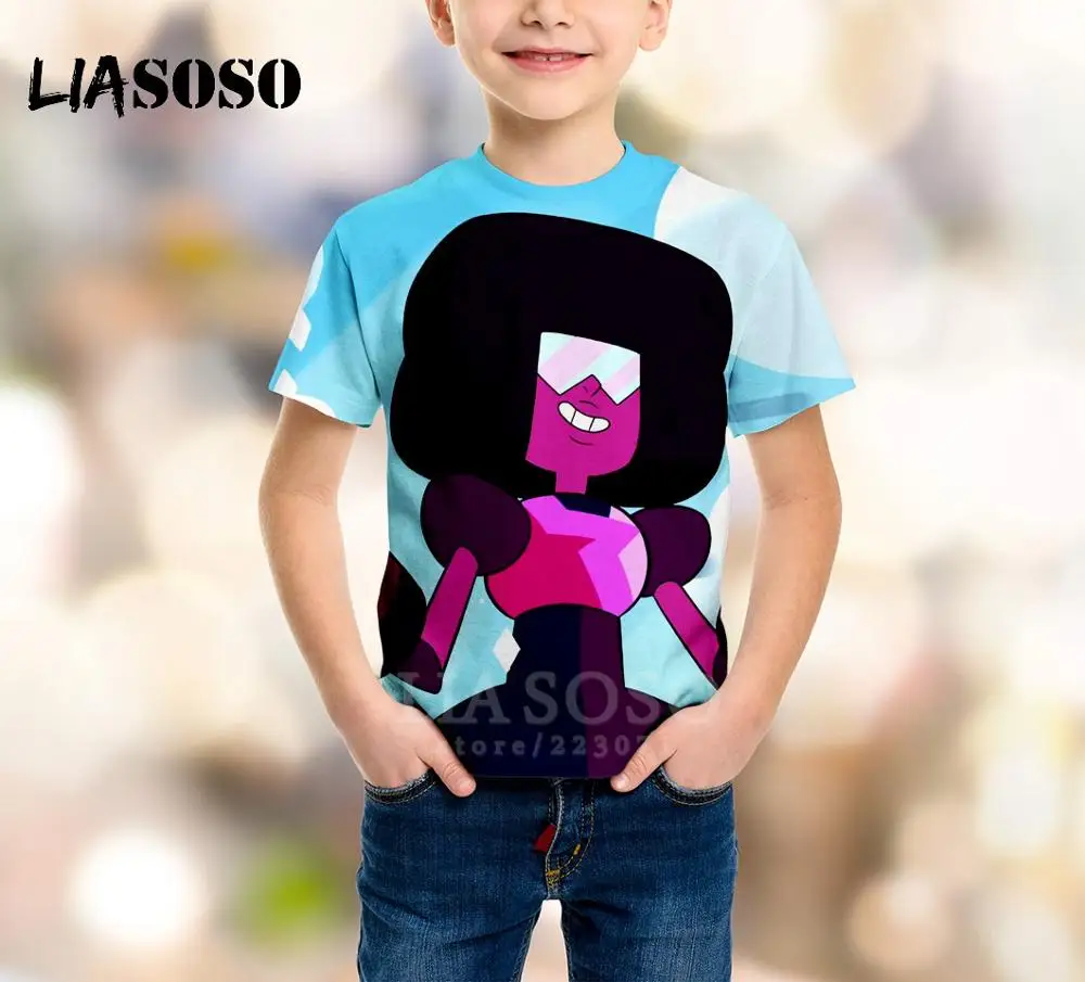 7 LIASOSO Новая детская одежда 3D принт мультфильм аниме Стивен Вселенная футболка Детский свитер для мальчиков и девочек пуловер с короткими рукавами B028 - Цвет: 7