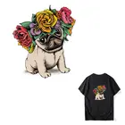 Цветочные нашивки в форме собак COSBILL, моющиеся высококачественные нашивки для милой собаки, утюжок для одежды, футболки, аксессуары для теплопередачи, аксессуары для Y-077