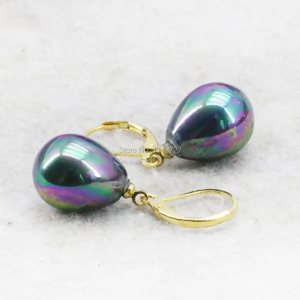 Женские серьги капельки с жемчугом черные натуральным 12 х16 мм|shell pearl earrings|pearl shell