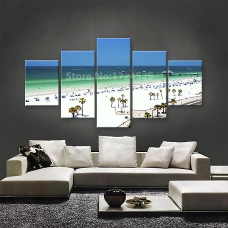 

Unframed 5 Pieces Seaview Beach Canvas Painting Picture Wall Art Home Decor Painting On The Wall For Living Room In High Quality
