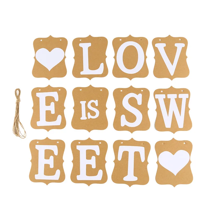 LOVE IS SWEET 3 м винтажная гирлянда из крафт-бумаги свадебные баннеры-Декорации для
