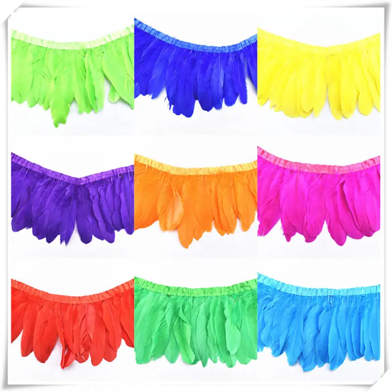 Top High quality Natural dyeing Real Goose Feather Trims 2 Meter/lot DIY for Dress Skirt Cloth Belt decorative Clothing Plumes |