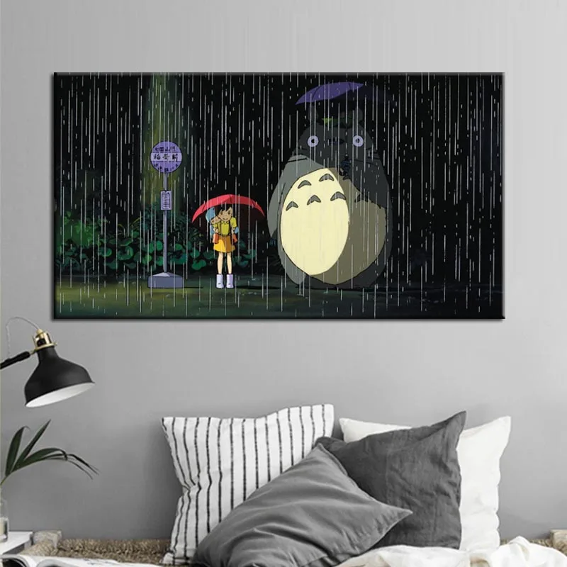 Modern Cartoon Movie Posters and Prints On Canvas Wall Art Painting Miyazaki Hayao Pictures Deocration For Kids Bedroom | Дом и сад