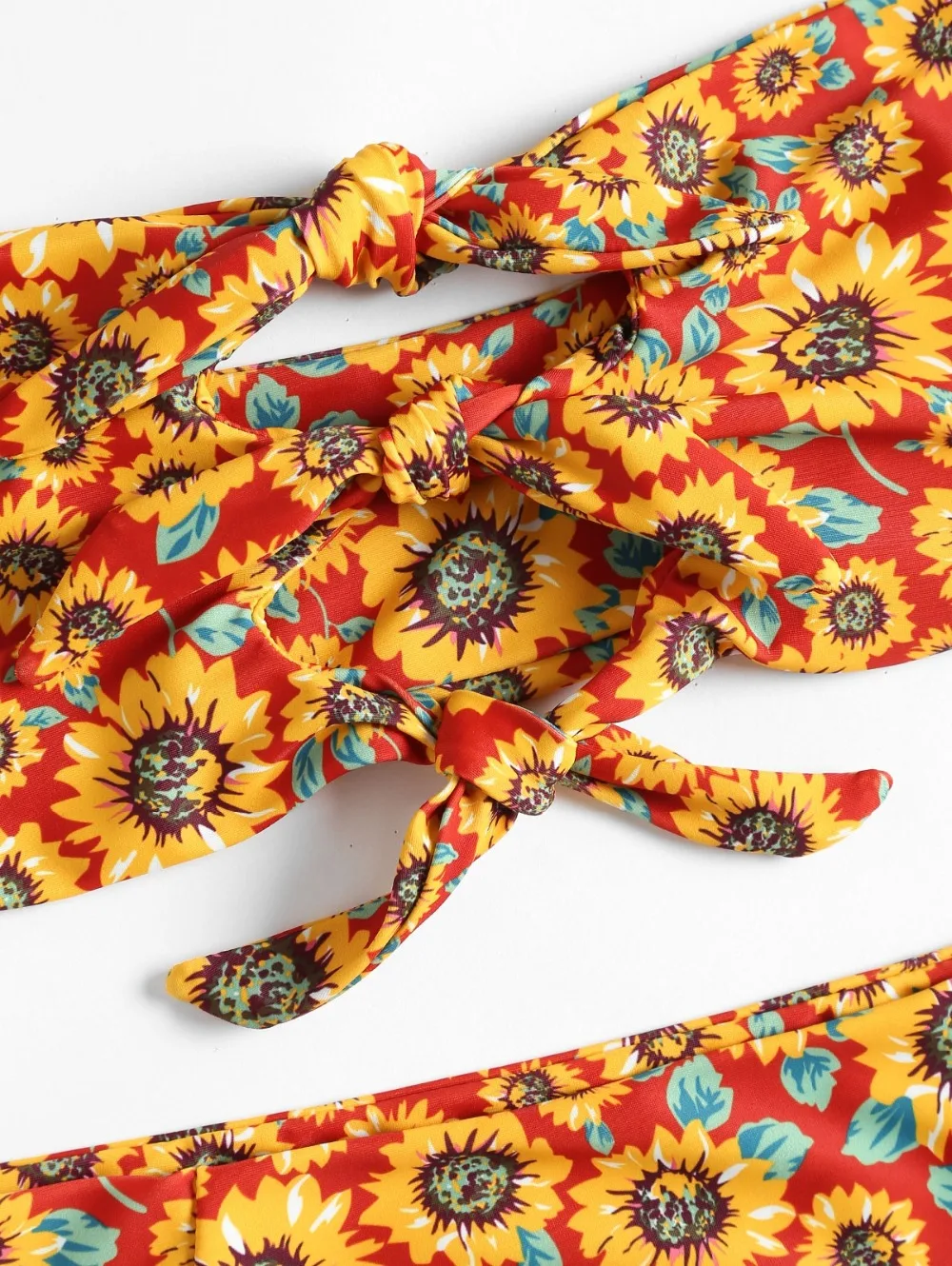 2018 новый купальник с высокой посадкой без бретелек принтом подсолнухов Женский