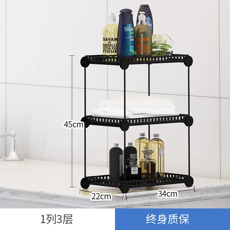 1 row 3 layers black 5 слоев Ванная комната полка Ванная комната стойки пола умывальник полки для хранения для ванной комнаты туалетный столик стеллажа - Цвет: 1 row 3 layers black