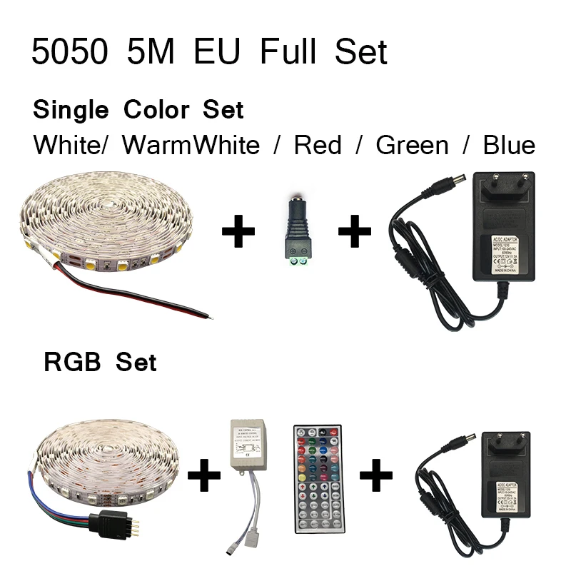 Водонепроницаемая светодиодная лента DC12V SMD 5050 60LED/M 5 м Диодная Fita 3A источник