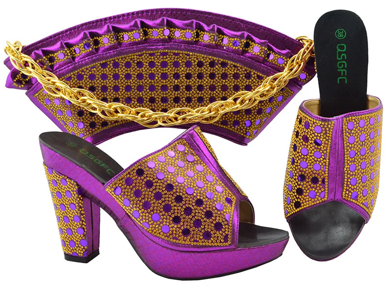 

New Fashion design Women Matching Shoes and Bag Set Metal Decoration High quality Italian Shoes with Matching Bags