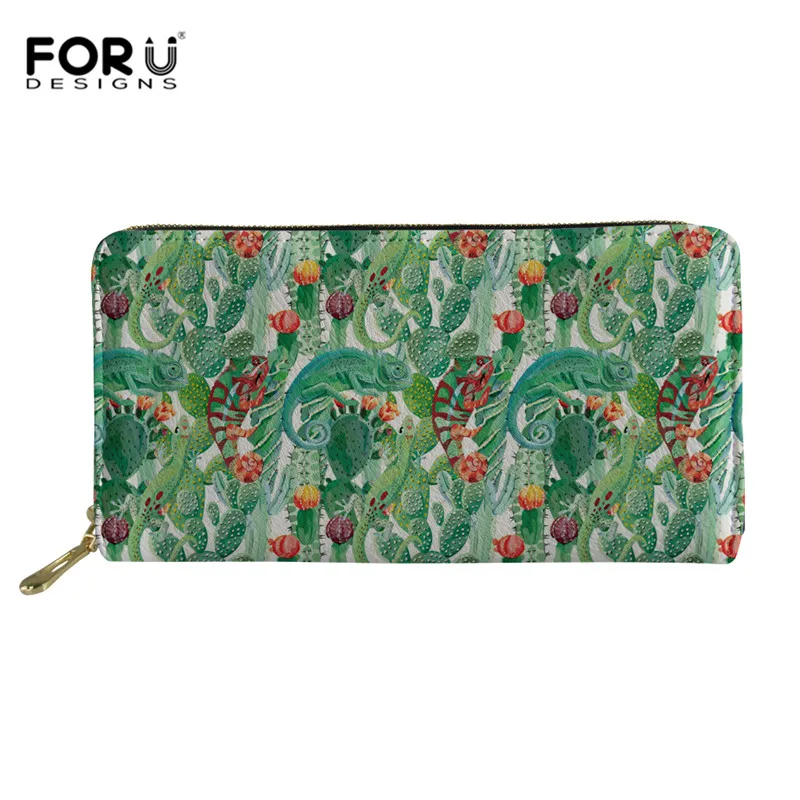 L5179Z21 FORUDESIGNS/Кактус Женский кошелек из искусственной кожи, Женский Длинный кошелек на молнии, вместительные кошельки, Женский кошелек, Дамский кошелек, Сумочка для телефона и денег - Цвет: L5179Z21