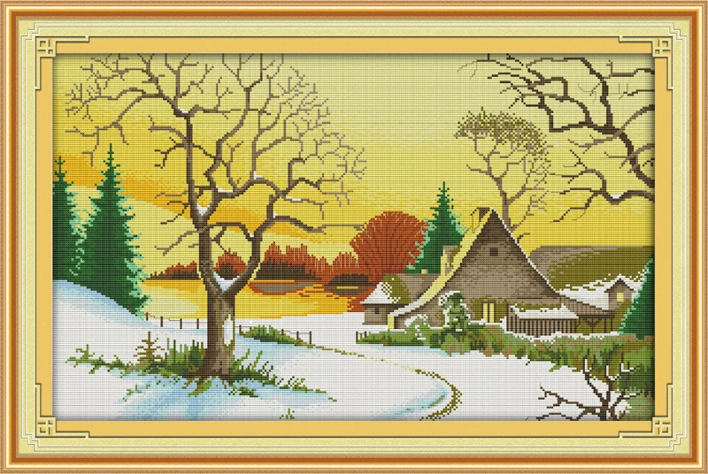 

First snow cross stitch kit 18ct 14ct 11ct count printed canvas stitching embroidery DIY handmade needlework