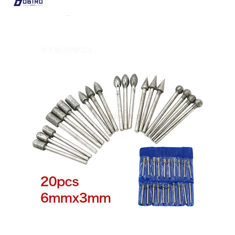 Набор насадок для дрели Dremel комплект из 20 алмазных шлифовальных с хвостовиком 3