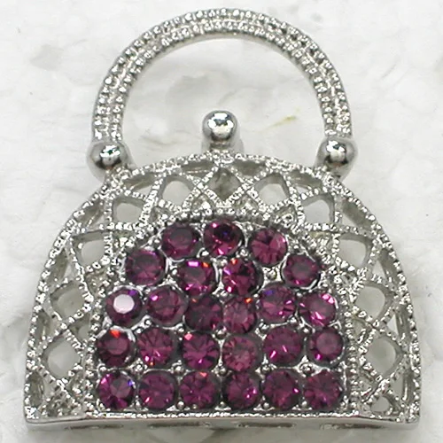 Фиолетовые Броши со стразами в форме сумочки C130 D|pin brooch|handbag broochespurple rhinestone brooch |