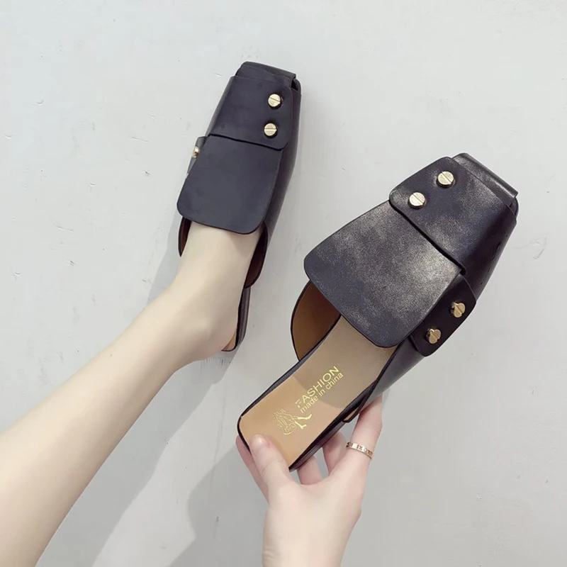 Pantuflas/обувь без задника женская обувь панк-шпильки плетеные тапочки на плоской
