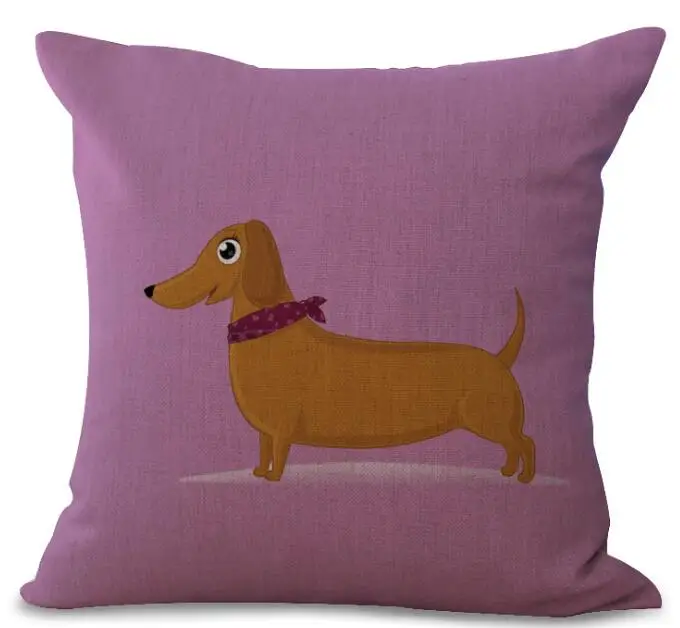 Чехол для подушки с таксой и принтом собаки льняные автомобильные диванные