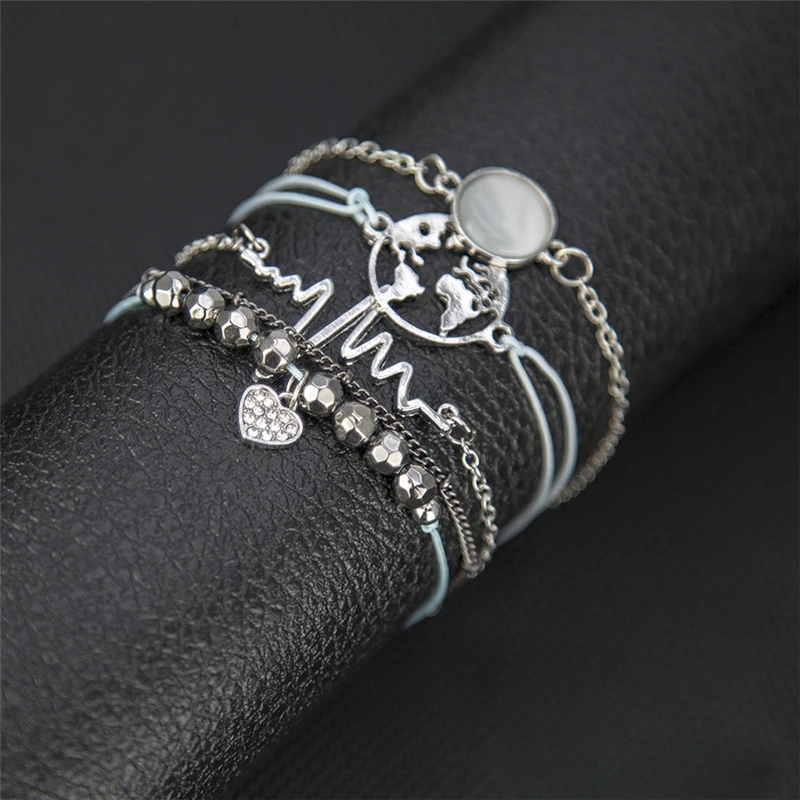 Летняя Мода Цыганский браслет ретро бисером молния Любовь Темперамент женский