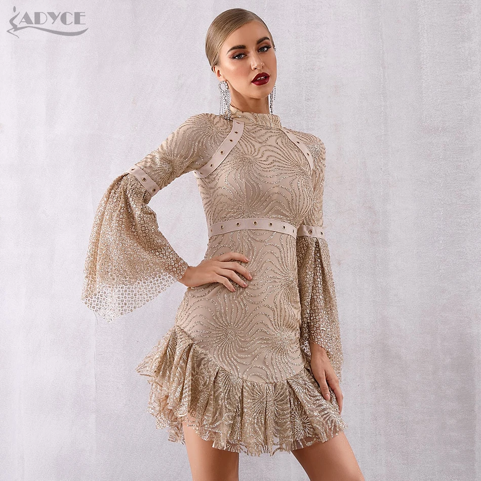 Женское вечернее платье с широким рукавом Adyce праздничное абрикосовое
