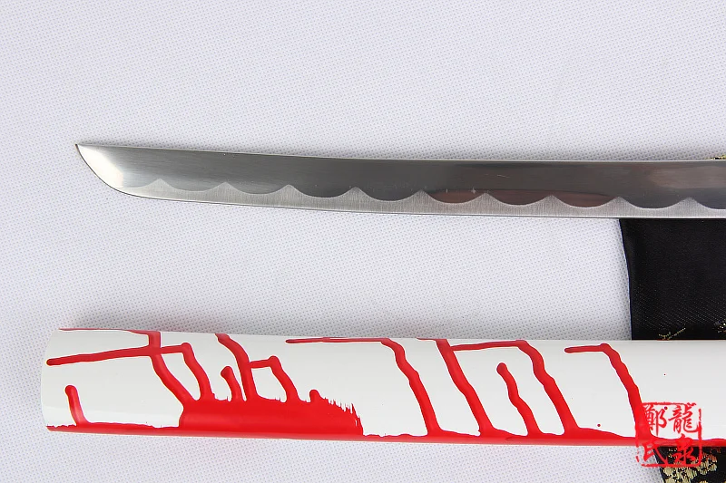 

Decorative Japanese Samurai Fantasy Sword Stainless Steel Real Katana Wood Scabbard Red Hand Painted Replica Anime Cosplay Prop