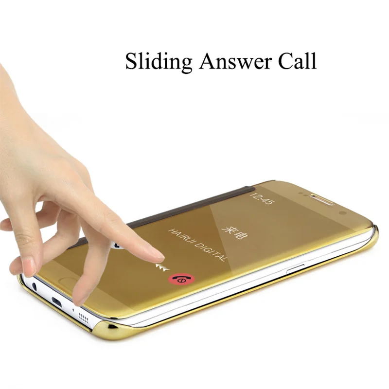 Clear View Смарт флип чехол для samsung Galaxy S7 край гальванических Зеркало PU кожаный Edge