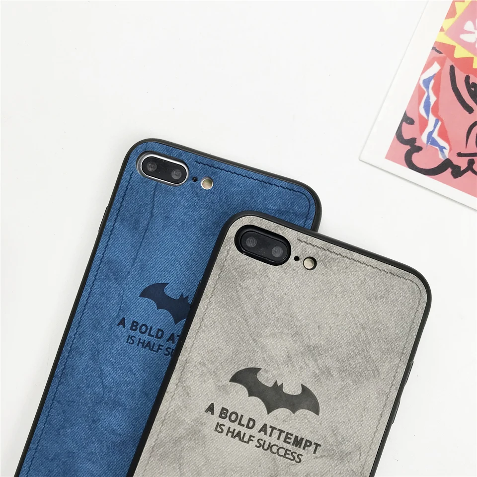 Fabric Vintage Bat Cloth ArtLeather Case For iphone 7 Plus XS MAX XR X SE 5s 6 6s 8 XiaoMi RedMi 6A 5A Note 4X A2 Lite A1 |