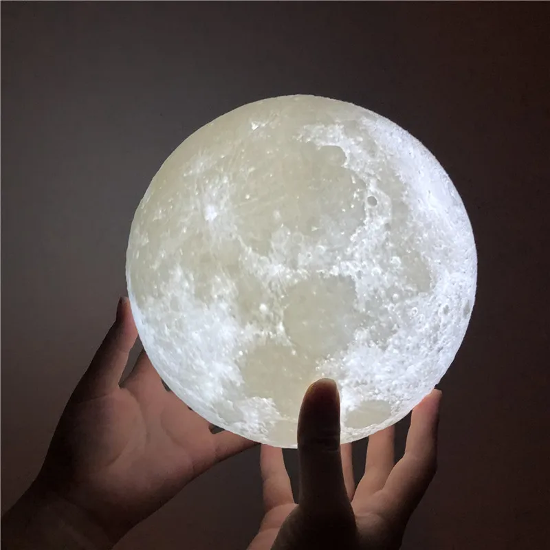 Бесплатная доставка лампа в виде Луны с 3D принтом перезаряжаемая от USB 2 цвета