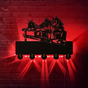 Лошадь пастбище Бытовая светодиодная Подвесная лампа Крючки Многоцелевой двери пальто ключи сумки одежда деревянный настенный крючок сумка зонтик ключ держатель