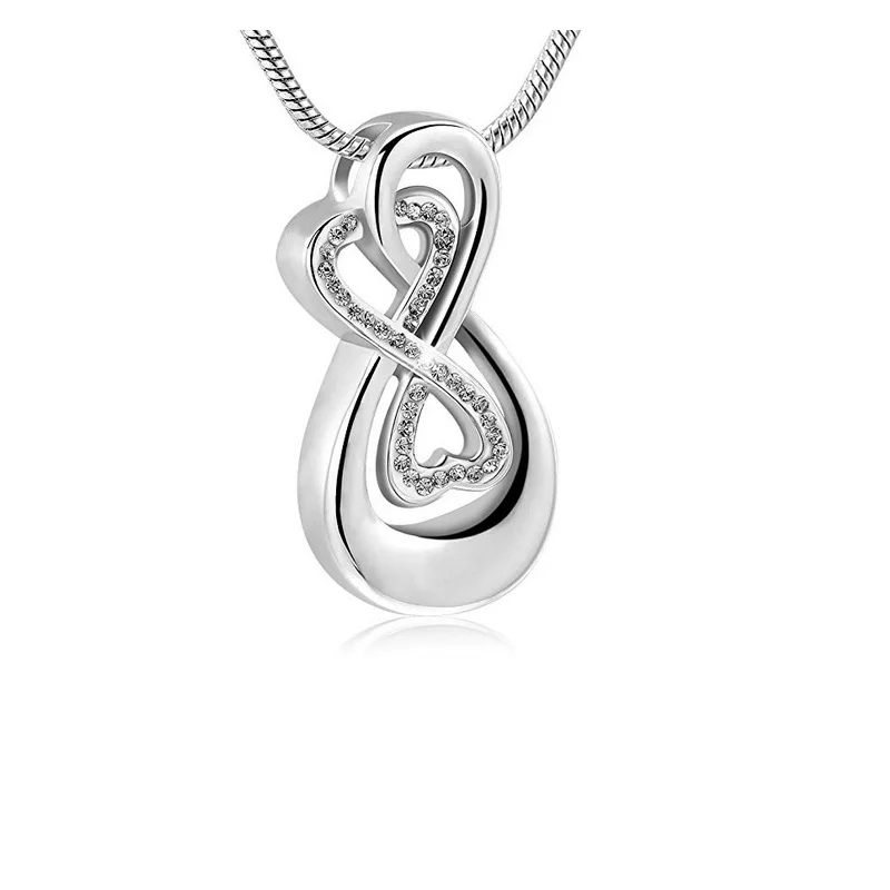 T005S Shiny Crystals Inlay Elegant Infinigy Love Urn Necklace for Women 316L Stainless Steel Cremation Jewelry Pendant Ashes | Украшения и