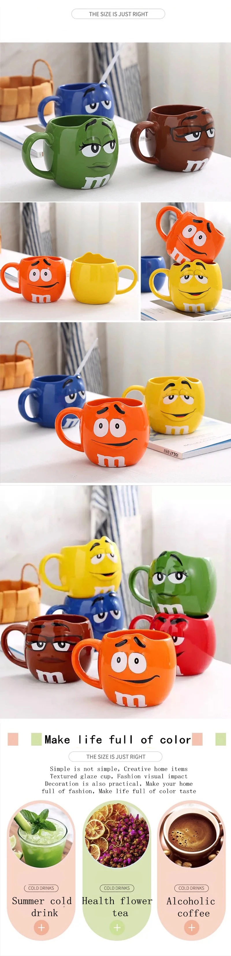 Мультфильм M& M кофейная кружка для завтрака чайные чашки и кружки керамические большой емкости марка креативная Мода Посуда для напитков студенческий идеальный подарок