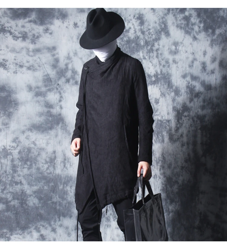 New Windbreaker Men's Long Dark Black Wizard Cloak Coat Robes Trench Coat Men Mens Gothic Fashion Rompeviento Larga Hombre