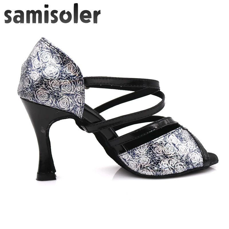 Samisoler/Блестящая обувь с вырезами; женская обувь для латинских танцев; Танцевальная обувь для танго, джаза; обувь для сальсы, бальных танцев; модная обувь для танцев 5-10 см