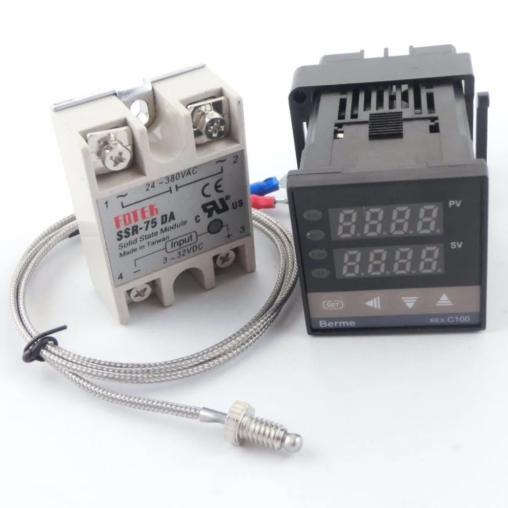 REX C100FK02 V * PID Температура контроллер Набор с 10DA/25DA/40DA/50DA/75DA твердотельные реле и 1M K