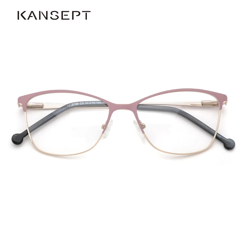 Montura de Metal para gafas graduadas para mujer, lentes transparentes, montura rosa, nuevo diseño de marca, 2022