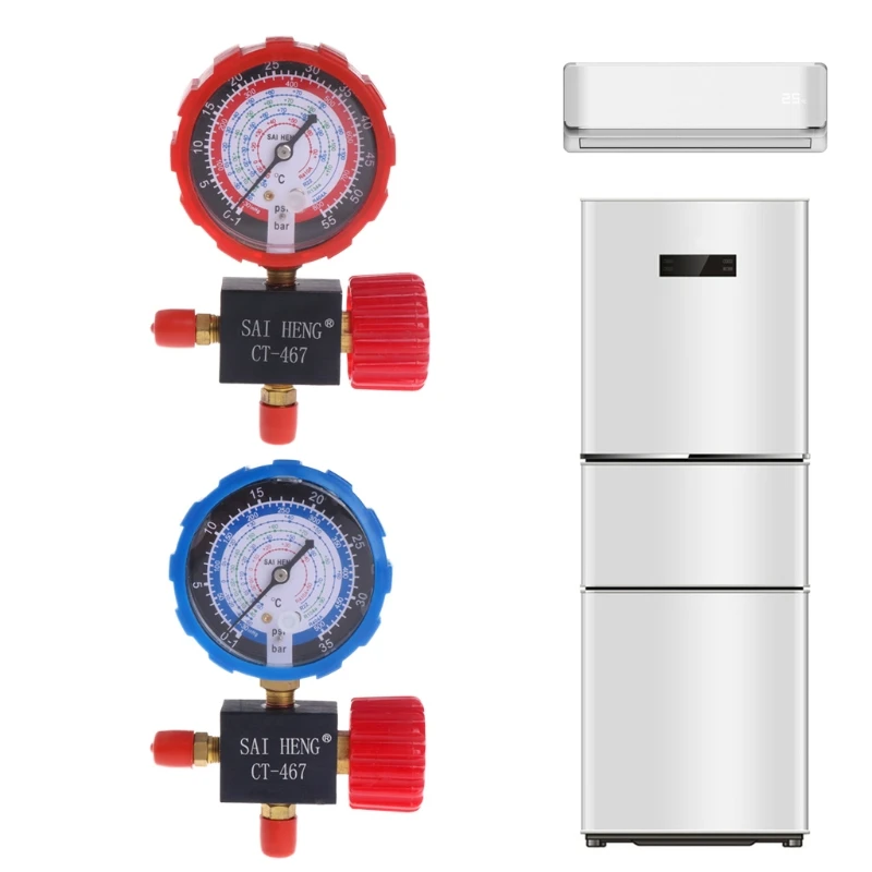 

Air Conditioner Three-Way Single Manifold Gauge Valve R134A R404A R22 R410A